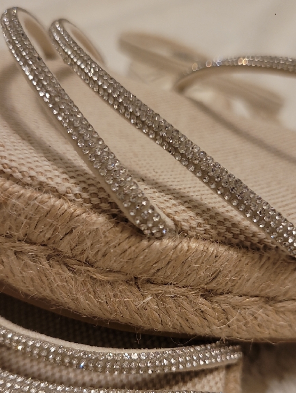 H&M Neutral Espadrille Sandal with Rhinestone Straps - Picture 6 of 7
